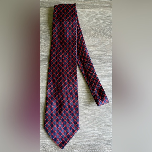 Vintage 60s 70s Wemlon By Wembley Tie Retro Hippie Mod Disco Blue Red Grid - Picture 1 of 3